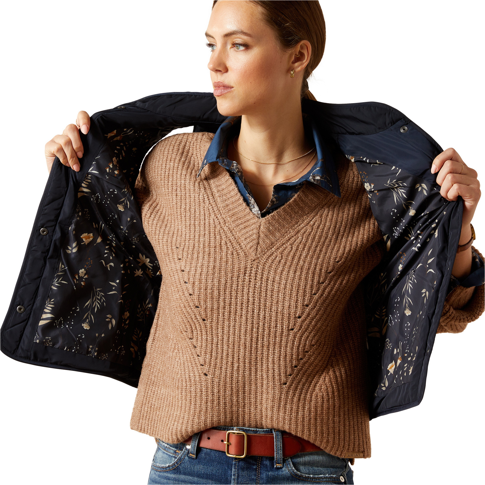 2025 Ariat Femmes Woodside Vest 10062688 - Navy / Navy Imprimé Floral